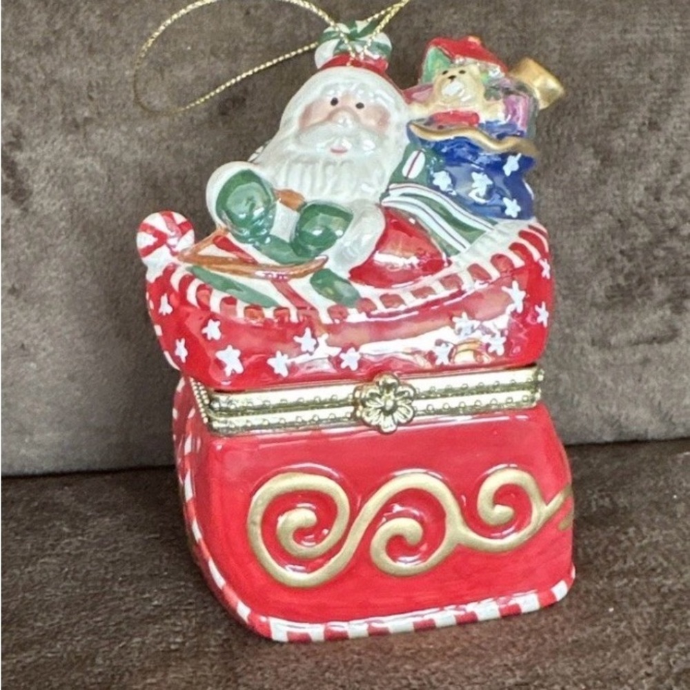 Festive Santa and Elf Holiday Ornament